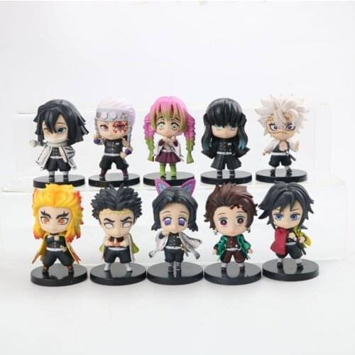 Kimetsu no Yaiba Demon Kamado Tanjirou Tomioka Giyuu Kanroji Mitsuri Rengoku Kyoujurou Kochou Shinobu 7-7.5CM Figure Doll Toys