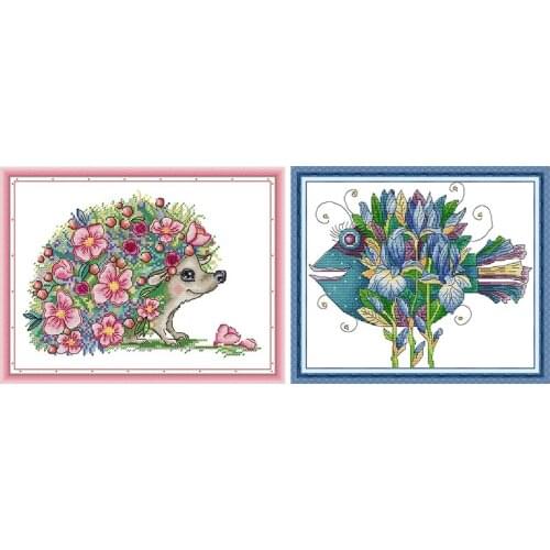 Joy Sunday Counted Cross Stitch Kit Stamped Beautiful Fish Patterns 14CT 11CT Print Craft Handmade DIY Embroidery Needlework Set
