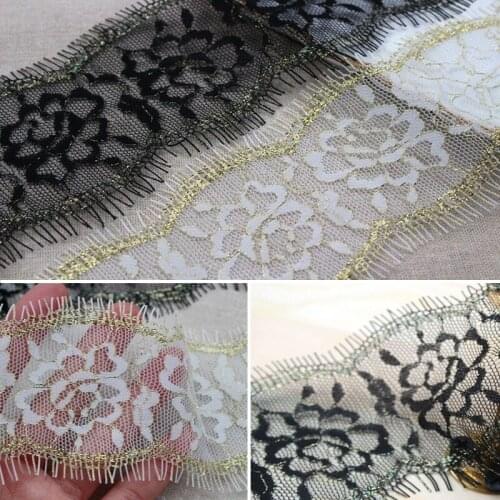 6M/lot Gold Edge Embroidered Lace Trim Ribbon Wedding Decor DIY Garment Sewing Accessories Lace Material