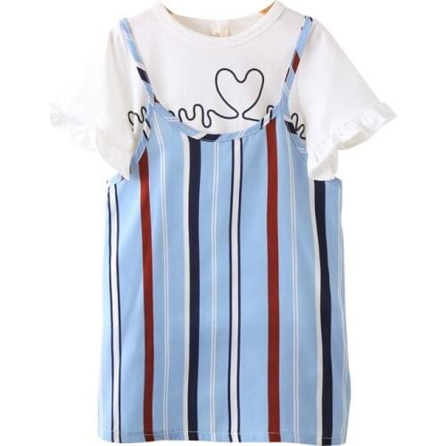 Summer Children Clothing Baby Girl Dress Set Kids Girls Chiffon Strap Dress+cotton T Shirt 2pcs Set Toddler Fashion Suit Clothes