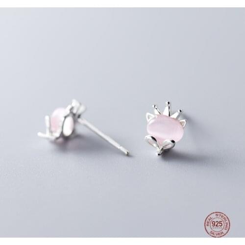 LKO 925 Sterling Silver Small Fox Animal Stud Earrings For Women Engagement Party Romantic Luxury Jewelry Gift Ornaments
