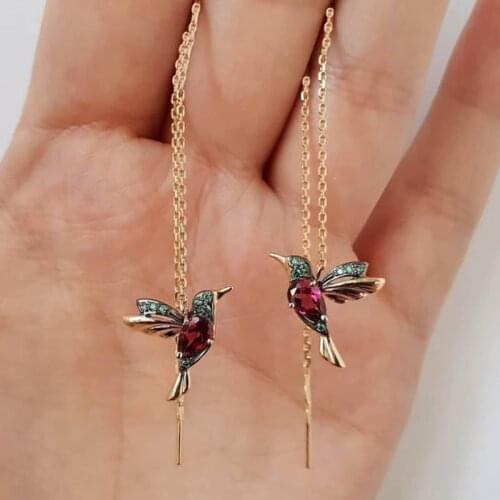 Cute Bird Ear Line Chain Earrings For Women Delicate Dangle Female Womens Earing Party Birthday New Year Gift Jewelry KCE021