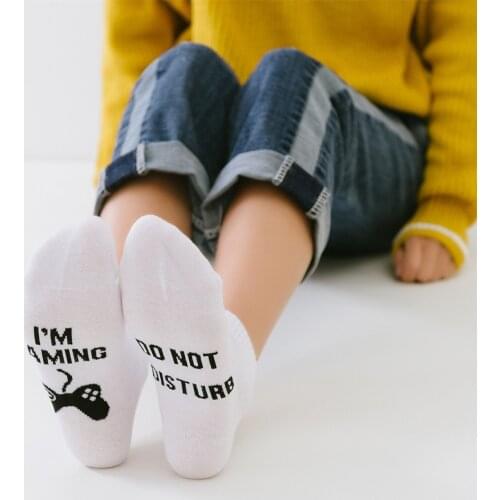 3pairs/lot women socks funny socks happy sports cotton sokken letter do not disturb I'am gaming marvel meias corap ankle sock