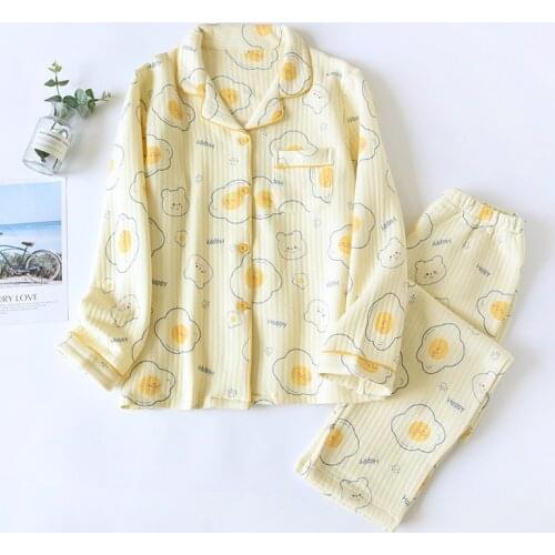 Autumn and Winter Quilted Pajamas Womens Cotton Air Layer Loose Home Service Three-layer Thickening Home Suit Conjunto Pijama