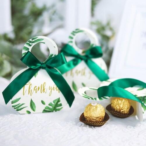 Green forest style gift box thank you candy box event party wedding favors return Baby shower birthday gift box birthday Easter