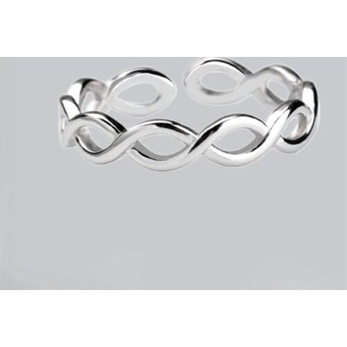 Hollow Woven Simple Design 925 Sterling Silver Jewelry Fresh Glossy Cross 8 word Fashion Popular Exquisite Opening Rings R066