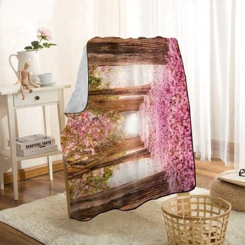 Custom Cherry Blossoms Throw Blanket Personalized Blankets On The Sofa/Bed/Car Portable 3D Kid Home Textiles