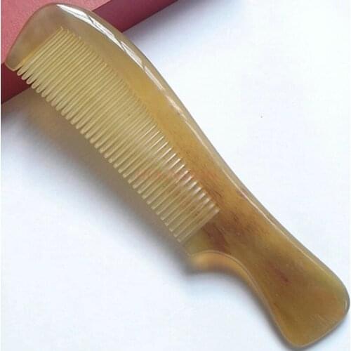 Natural Yellow Horn Comb Long Tooth Multi-tooth Combs Thick Hair Short Is Easy To Use Massage Health Hairbrush Hairdressing Sae