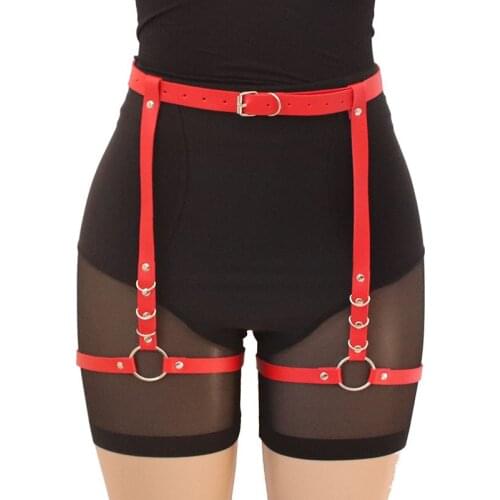 Adult Products Erotic Accessories Fashion Mens PU Leather Belt Leg Loop Garter Belt Sexy Ladies Adjustable Restraint Belt Pants