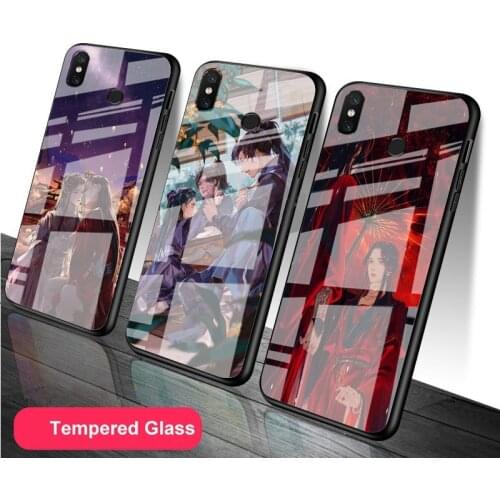 Tian Guan Ci Fu Fiction cartoon DIY Tempered Glass Phone Case for Redmi 7A 8 9 NOTE 9 8 7 6 Pro Luxury printed cover shell
