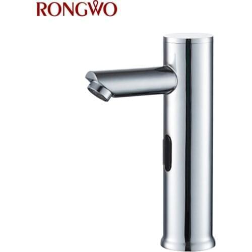 RONGWO Sensor Faucet Deck Mount Smart Touch Hand Free Inductive Cold Water Tap Bathroom Sink Faucet Automatic Infrared Tap