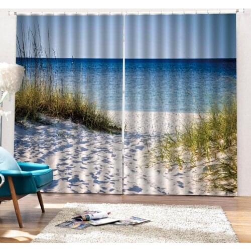 Modern Curtain Luxury Living Room Bedroom Photo Curtains beach landscape Blackout Drapes