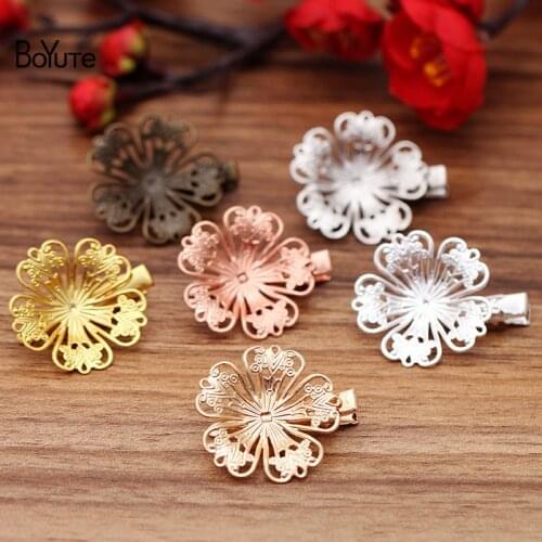 BoYuTe (20 Pieces/Lot) 32MM Filigree Flower Hair Clips Factory Supply Vintage Hair Jewelry Accessories