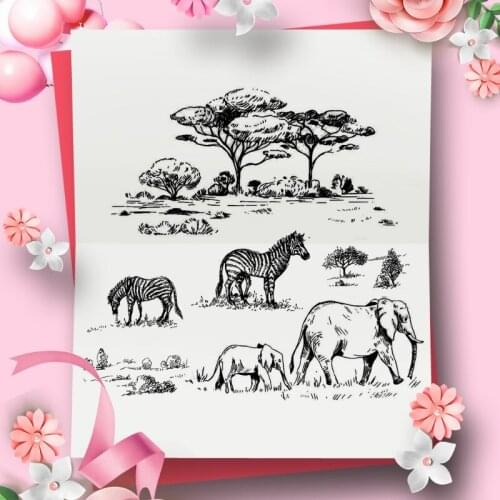 Zebra Elephant DIY Silicone Clear Stamp Cling Seal Scrapbook Embossing Album