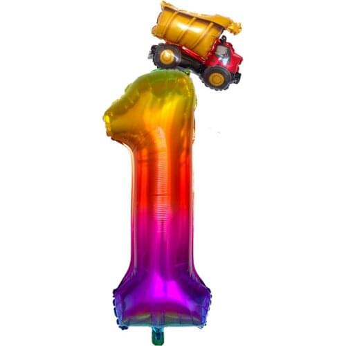 1set Large 40inch Helium Air Digit Figure Mini car Number Foil Balloon Happy Birthday Baby Shower Party Decorations Kids Toys