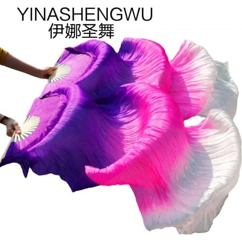 Belly Dance Silk Fans 1 Pair Dance Fans Bamboo Ribs Natural Silk Stage Performance Props Dye Fans Women