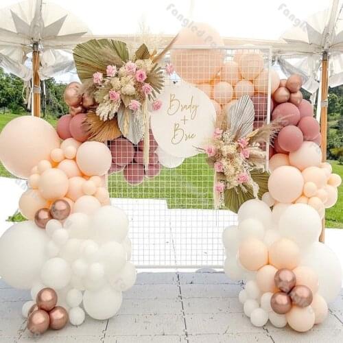 144pcs Dusty Pink Cream Peach Balloon Garland Arch Kit Matte White Rose Gold Baby Shower Gender Reveal Birthday Party Supplies