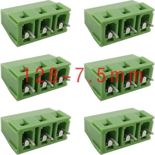 20/10/5Pcs Green Color KF128-7.5 3Pin Pitch 7.5mm Straight Pin Spliced PCB Screw Terminal Block KF128-7.5-3P 300V/10A Connector