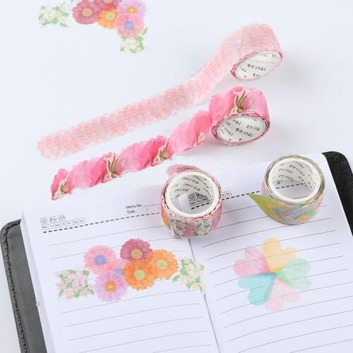 200 PCs/Roll Flower Petals Paper Tape Decorative Masking Tape Fragrance Sakura Tape Scrapbooking Diary DIY Paper Stickers