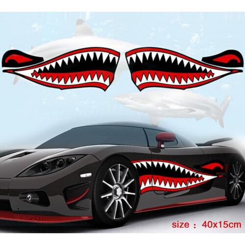 2019 1 Pair Shark Teeth Mouth Vinyl Decal Stickers for Kayak Canoe Dinghy Boat CSL88