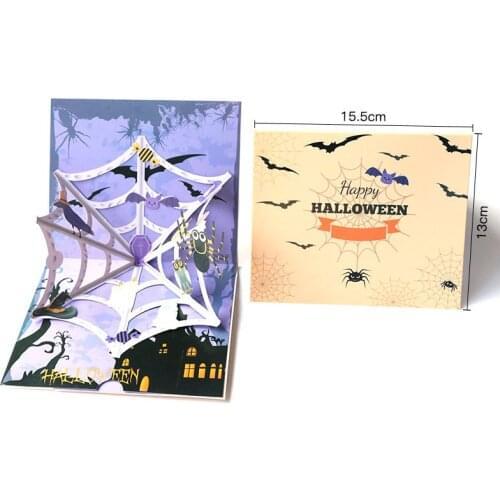 3D Laser Cut Handmade Horror Spider Paper Invitation Greeting Card with Envelope Happy Halloween Party Children Creative Gift