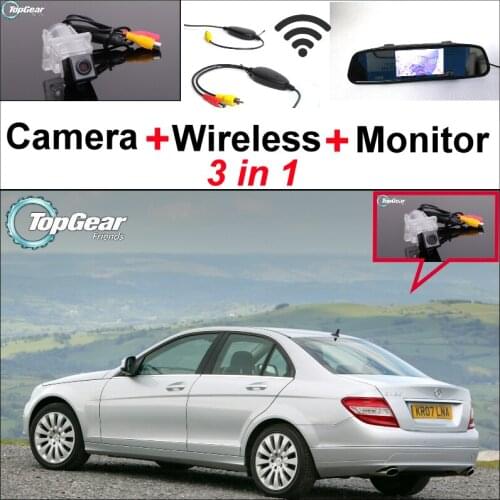 3in1 Special Camera + Wireless Receiver + Mirror Screen Parking System For Mercedes Benz MB C180 C200 C280 C300 C350 C63 AMG