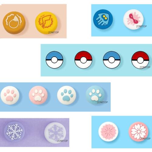 ZOMTOP 4PCS Soft Silicone Cover for Joy-Con Controller Switch Joy Con Thumb Grip Caps, Joystick Cap for Nintendo Switch & Lite