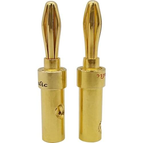 4Pcs/Lot Gold Plated 4mm Speaker Banana Plug DIY Musical Audio Cable Wire Screw Metal Speaker Connector HIFI Cable Connectors