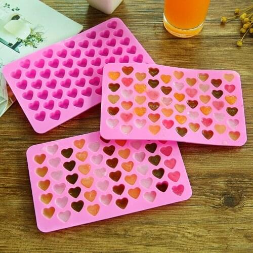 55 Love Heart Ice Tray Cute Mini Heart Shape Silicone Ice Cube Chocolate Baking Candy Soap Mold Making Cake Bread Mousse Jelly