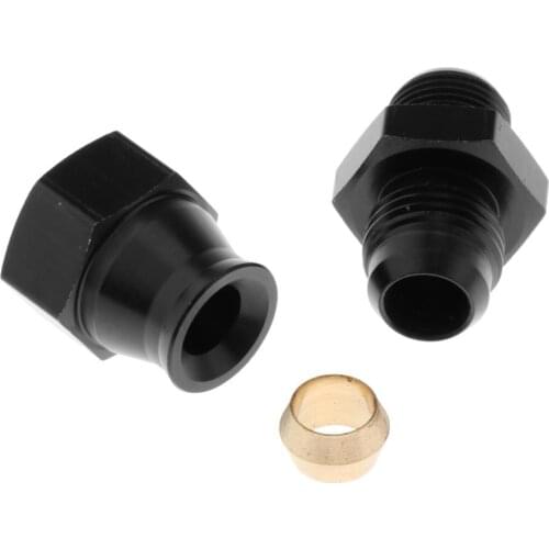 6AN AN-6 Male to 5/16" 8mm Fuel Hose Line Tube Straight Fitting Adapter with Brass Insert, Anodized Black