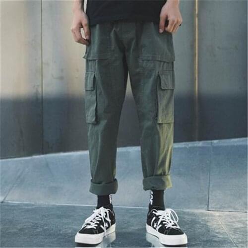 Cargo Pants Men Streetwear Hip hop Sweat Pants With Many Pocket Trousers Elastic waist Loose Casual