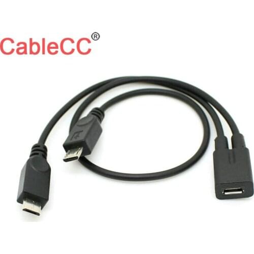 CableCC Micro USB Female to 2 Micro USB Male Splitter extension charge Cable High Quality