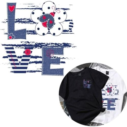 Flower Love Letter Patch Thermal Sticker On Clothes Heat Transfer Vinyl Patch On T-Shirt Tops Fashion Lady Applique DIY Sticker