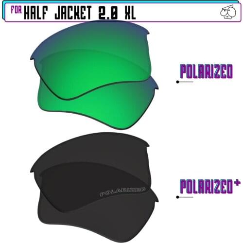 EZReplace Polarized Replacement Lenses for - Oakley Half Jacket 2.0 XL Sunglasses - Black P Plus-Green P