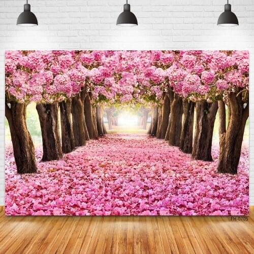 Spring Forest Tree Photo Studio Backdrops Dreamy Flowers Sea Background For Baby Portrait Photophone Birthday Party Photographic