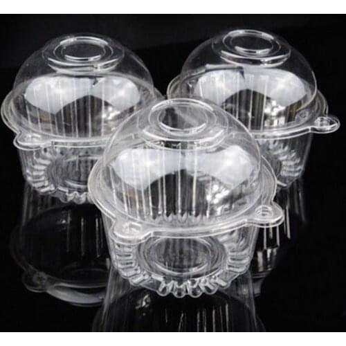 K5DC 100pcs Clear Plastic Single Cupcake Cake Case Muffin Pod Dome Holder Box