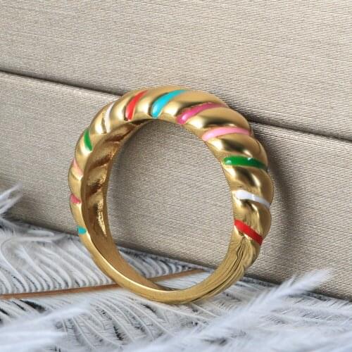 Fashion Stainless Steel New Color Ring 18K Gold Plated Bread Ring Engagement Wedding Party Jewelry Gift Accessories Wholesale