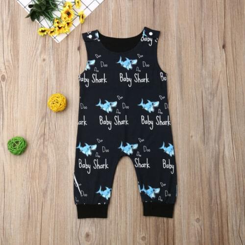 0-24M Baby Boy Clothes Boys Shark Romper Newborn Jumpsuit Kids Outfits Kid Sleeveless Shark Rompers Newborn Overall Sunsuit