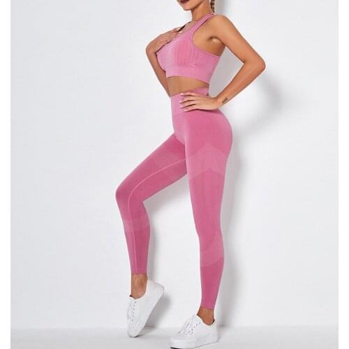 NORMOV Women Suit Fitness V Neck Sleeveless Hollow Out Skinny Tops High Waist Seamless Workout Jeggigns Sexy Female Suit