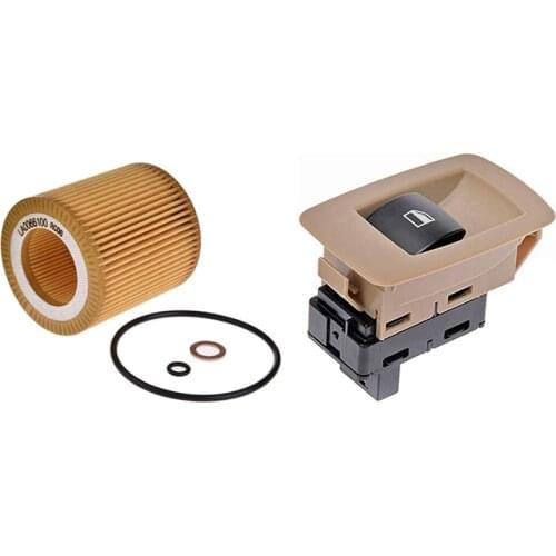 Engine Oil Filter Hu816X with Passenger Side Front/Rear Window Lifter Button Switch,for Bmw E60 E82 E88 E90 E92 E93