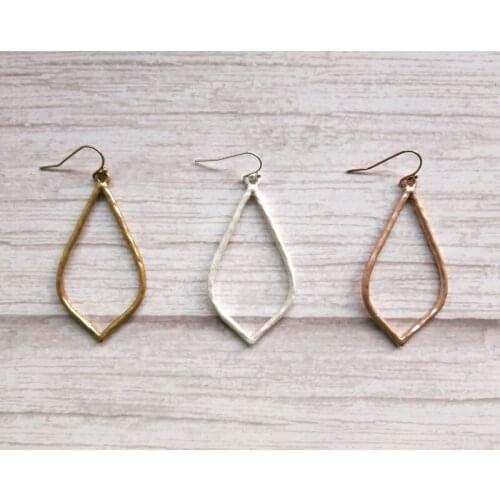 Trendy 3 Style Rhombus Polished Alloy Hollow Dangle Drop Earrings for Woman Jewelry