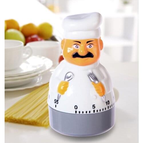 Cartoon Chef Shape Kitchen Timer Mechanical Time Clock Counting Stopwatch Electronic Timer Countdown Alarm Clock Cooking Timer