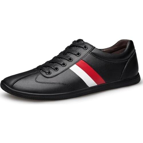 Men Leather Casual Shoes Black White Comfortable Man Luxury Walking Sneakers Outdoor Male Fashion Soft Shoes Plus Size