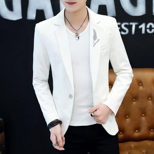 HO 2020 feathers embroidered leisure blazer Mens four seasons pure color blazer