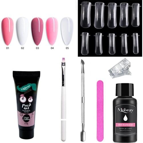 7pcs Poly UV Gel Manicure Set Extend Finger Builder Kit Finger Nail Extension Acrylic Builder Art Gel Nail Lamp Crystal Jelly