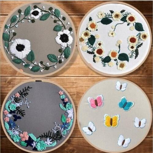 20cm Flower Shop Plant Series European embroidery kit simple three-dimensional embroidery Ribbon kit embroidery needlework