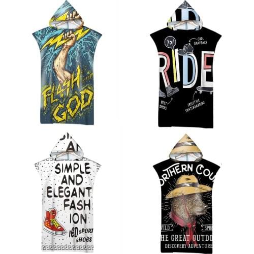 Customizable Adult Trendy Beach Microfiber Quick Dry Ultralight Bath Towel Wetsuit Changing Bathrobe Cloaks Hooded Surf Swimwear