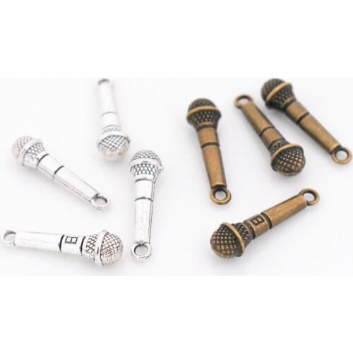NEW 10pcs 24x7x6mm Two Colors Plated Microphone Charm Pendant DIY Handmade Jewelry Accessories