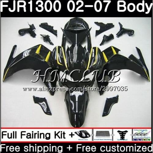 FJR1300A For YAMAHA FJR 1300 2001 2002 2003 2004 2005 2006 2007 4HC.8 FJR-1300 Gloss black FJR1300 01 02 03 04 05 06 07 Fairing
