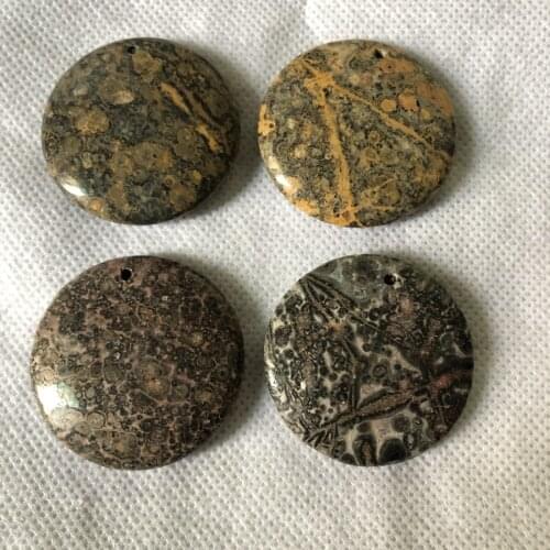 Wholesale 1pcs Natural Leopard Skin Jasper Stone Bead Pendant 35mm Round